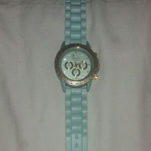 Geneva mint/gold rubber watch